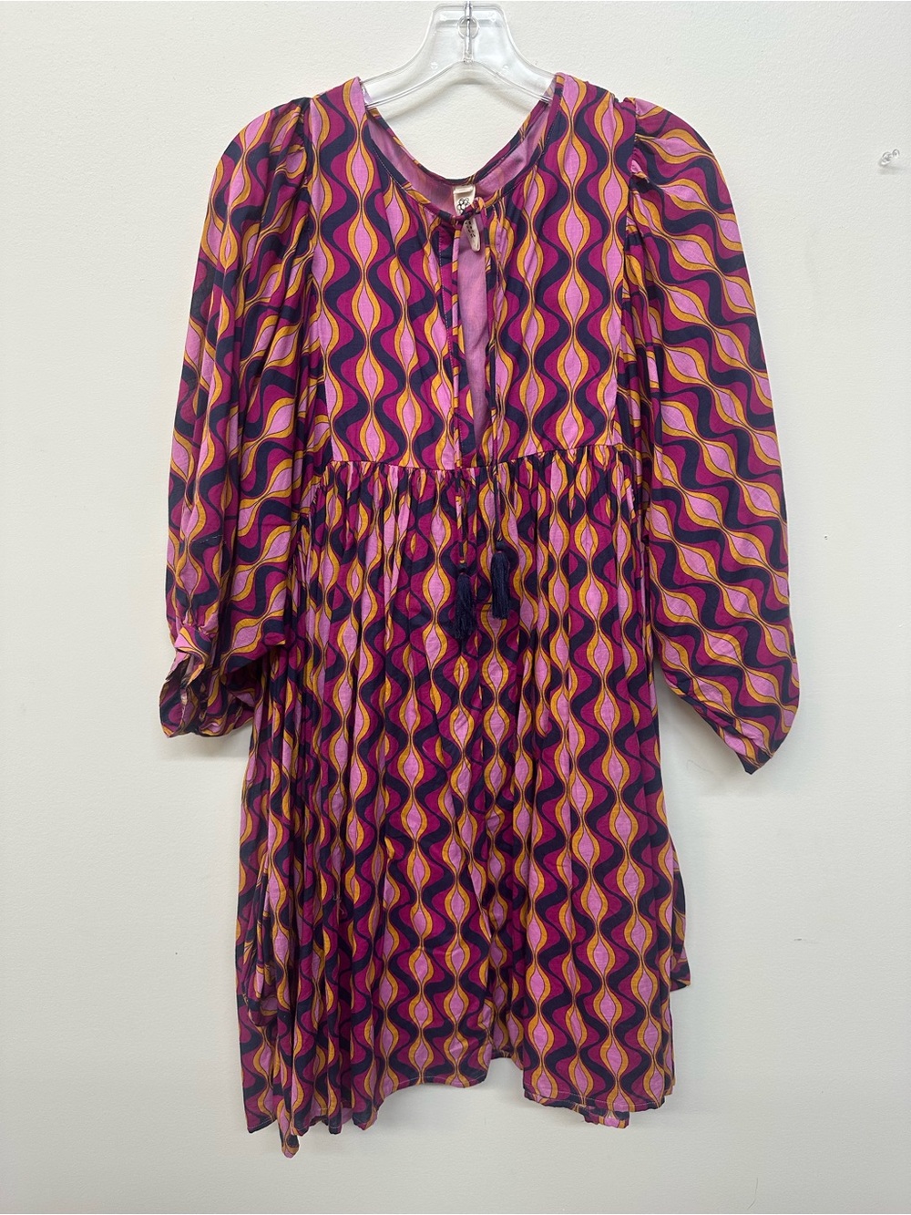 Uncle Frank Purple and Pink Geometric Tie-Front Dress